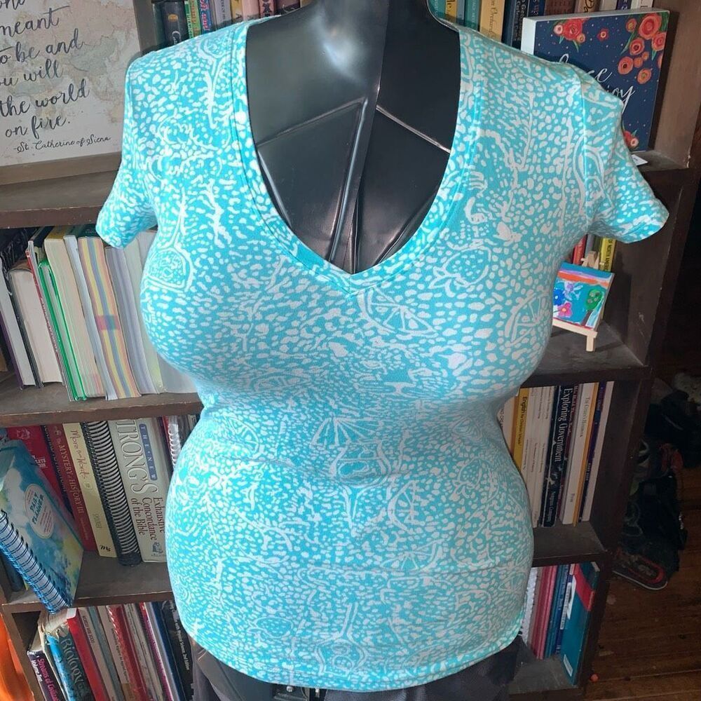 Lilly Pulitzer Shorely Blue Ice Cake v-neck XS knit T-shirt